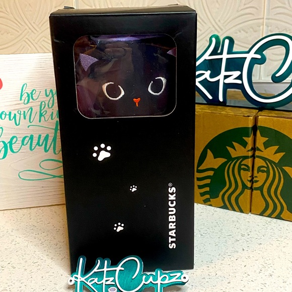 SOLD OUT ** Starbucks Black Cat w/Fluffy Tail Tumbler Bag - Picture 8 of 11